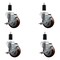 Service Caster 3.5'' SS Maroon Poly Swivel 1-3/8'' Expanding Stem Caster Set with Brake, 4PK SCC-SSEX20S3514-PPUB-MRN-TLB-138-4 - alternate 1